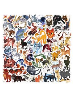 an assortment of cats stickers on a white background