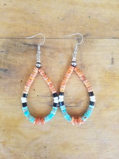 These Earrings hang 3.25" long. Made of Imperial Jasper, glass trade beads, orange spiny Oyster and topped off with a sterling silver Navajo Pearl bead. Arts And Crafts For Kids Toddlers, Imperial Jasper, Earring Ideas, Homemade Jewelry, Spiny Oyster, Trade Beads, Arts And Crafts For Kids, Pearl Beads, Bead Work