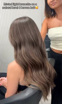 Ashy Bayalage, Balayage On Mousy Brown Hair, Ash Brown No Bleach, Level 6 Ash Brown Hair, Brunette Hair For Pale Skin Blue Eyes, Low Maintenance Dark Brown Hair, Solid Color Light Brown Hair, Olive Beige Hair, Cool Beige Brown Hair