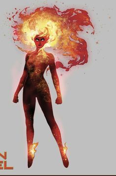 an illustration of a woman with fire on her body