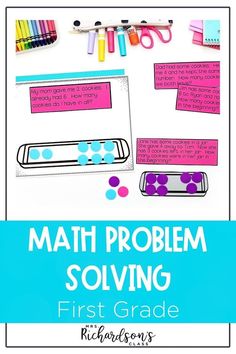 the first grade math problem is to solve problems with colored pencils and paper clips