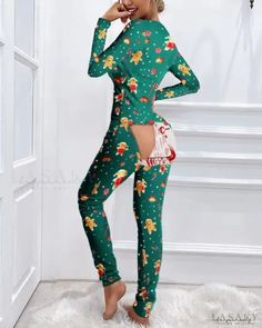 Lasaky - Functional Christmas Pajamas with Button Flap for Adults Christmas Loungewear, Adult Pajamas, Christmas Letter, Jumpsuit Online, Trendy Fall Outfits, Christmas Print, Trend Fashion, Style Mistakes, Christmas Pajamas