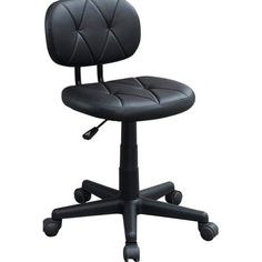 a black office chair with wheels on an isolated white background