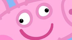 a pink peppo pig with big eyes and a smile on it's face