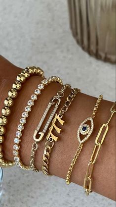 Bracelet For Women Gold, Gold Bracelets Stacked, Bracelet Stacks, Preppy Jewelry, Designer Shopping, Jewelry Cute, Wrist Jewelry, Jewelry Accessories Ideas, Dope Jewelry