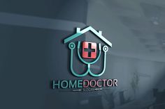 the logo for home doctor, which is designed to look like a house with a stethoscope on it