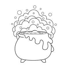 a pot with bubbles on it coloring page