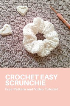 crochet easy scrunchie free pattern and video