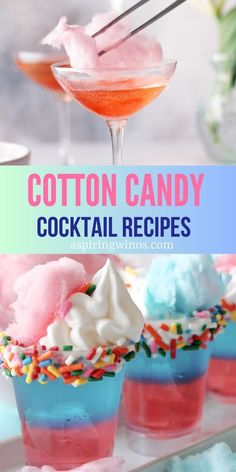 cotton candy cocktails with sprinkles and ice cream