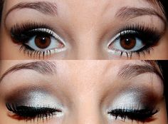 raiders..... =D Make Up Sposa, Silver Smokey Eye, Smokey Eye For Brown Eyes, I Love Makeup, Eye Make, Love Makeup, All Things Beauty, Beautiful Makeup