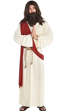 a man in a jesus costume with long hair and beard