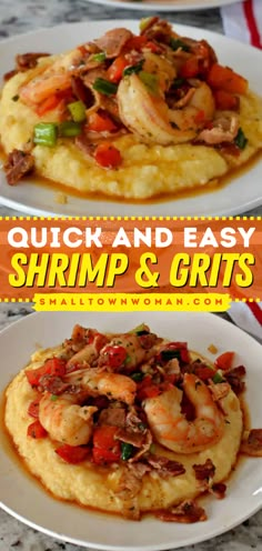 Time for some southern style Shrimp and Grits! This homemade dinner recipe is easy and ready in just 15 minutes. Not only is this seafood meal cooked with Cajun, bacon, and more, but it is also served over creamy, cheesy cheddar grits! Best Shrimp And Grits Recipe, Easy Shrimp And Grits, Cheddar Grits, Cajun Shrimp And Grits, Grits Casserole, How To Cook Grits, Shrimp N Grits Recipe, Creamy Grits, Grits Recipe