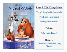 lady and the tramp dinner menu