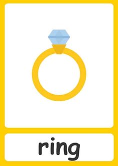 the word ring is written in front of a yellow frame with a diamond on it