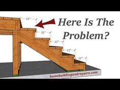 an image of a stair case with the words here is the problem written below it