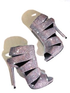 Giuseppe Zanotti Silver Swarovski Strass Crystal Shoes Booties 36.5 VIDEO! | eBay