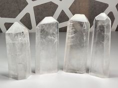 "These Large Pure Selenite Towers are stunning! These are 100% Pure Selenite which is different than Gypsum Selenite. This is the purest form of Selenite. These points look like Ice, or glass, with Rainbows shining in each one. There are layers and layers of Clear Selenite that shines with the ability to see the inner workings of this Crystal. They look like glass slices. The striations and inclusions are insane. It is so difficult to describe these towers. One of a kind and a necessity for every collection. The energy these beauties have is amazing.   Selenite is an incredible Crystal! This Gem never needs to be cleansed as it cleanses itself as well as your energy and your other Crystals energy. Selenite will absorb the negativity and negative energy from the area around it. Place other Selenite Cleansing, Crystals Energy, Selenite Tower, Selenite Stone, Crystals For Manifestation, Cleansing Stones, Pure Form, Selenite Crystal, Crystal Tower