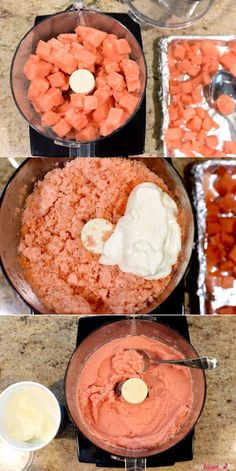 the food is being prepared and ready to be put in the blender for making carrots