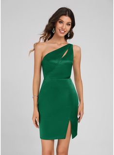 JJ's House Satin One Shoulder <=100 Spring Summer Bodycon General Plus Leg Slit Back Zip Sexy Simple Night Out Dark Green Height:5.8ft（176cm） Bust:32in（82cm）Waist:24in（61cm）Hips:35in（89cm） No Short Green Sleeveless Homecoming Dress. #JJ's House #Satin #OneShoulder #<=100 #Spring #Summer #Bodycon #General #Plus #LegSlit #BackZip #Sexy #Simple #NightOut #DarkGreen #No #Short #Green #Sleeveless #HomecomingDress One Shoulder Homecoming Dress, Homecoming Dresses Bodycon, Front Split Dress, Club Dresses Short, Homecoming Dress Short, Satin Bodycon Dress, Mini Homecoming Dresses, Satin Homecoming Dress, Short Bodycon Dress