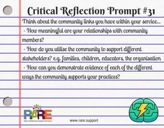 a piece of paper with writing on it that says, critical reflection prop 1 do you really