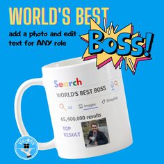 a white coffee mug with the words'world's best boss'on it