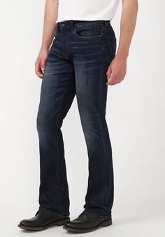 Step into style and ease with the Slim Boot King Men's Jeans in Whiskered and Sanded Dark Blue. These stylish bootcut denim jeans feature a timeless indigo wash with whiskering and sanding that adds unique details to your everyday ensemble. Part of our FREEDOM SERIES collection, they offer a regular rise and a straight fit that flares at the leg, complemented by strategic details for an edgy vibe. Crafted with super stretch fabric, these flexible jeans promise ultimate ease and freedom of moveme Classic Dark Wash Washed Flare Jeans, Natural Indigo Dye, Kings Man, Moustaches, Indigo Dye, Boot Cut Denim, Sanding, Bootcut Jeans, Stretch Denim