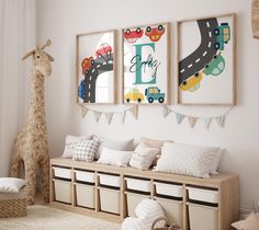 a child's room with toys and decor