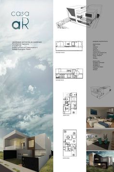 an architectural brochure for a house in the sky with drawings and text on it