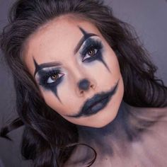 Clown Halloween Makeup Horror Smink, Makijaż Sugar Skull, Easy Clown Makeup, Pelottava Halloween, Halloween Makeup Clown, Holloween Makeup