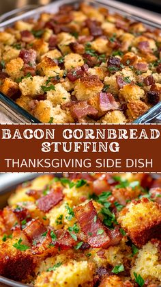 Thanksgiving Recipes: Bacon Cornbread Stuffing: Thanksgiving Side Dish Bacon Stuffing Recipes, Stuffing Recipes Bacon, Cornbread And Bacon Stuffing, Cornbread And White Bread Stuffing, Stuffing With Bacon Thanksgiving, Bacon Cornbread Recipe, Thanksgiving Recipes Classic, Stuffing Recipes For Thanksgiving With Sausage Cornbread Dressing, Cornbread For Stuffing Recipe