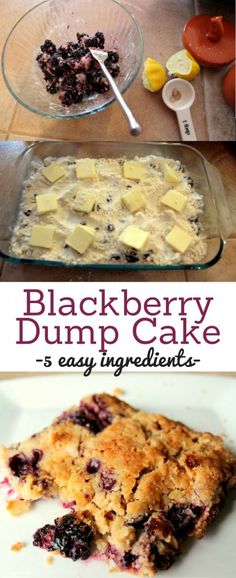 black berry dump cake with blueberries and lemons