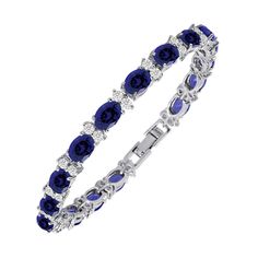 PRICES MAY VARY. AFFORDABLE CUBIC ZIRCONIA TENNIS BRACELET WITH DIAMOND-LIKE BRILLIANCE: With gorgeous White Round CZ, Oval Cut simulated Blue Sapphire Gemstones accentuated by Silver Plated Brass, this Tennis Bracelet will add a diamond-like brilliance to any outfits; go on, enjoy the radiance of CZ and simulated gemstones at only a fraction of the price of real diamonds and precious stones. CHARMING GEMSTONE BRACELET FOR ALL OCCASIONS: The perfect present for anniversaries, weddings, graduatio Blue Diamond Bracelets, Oval Cubic Zirconia Tennis Bracelet With Gemstones, Oval Gemstone Cubic Zirconia Tennis Bracelet, Oval Cubic Zirconia Bracelets For Gifts, Oval Cubic Zirconia Bracelet Gift, Oval Cubic Zirconia Tennis Bracelet, Gift Oval Cubic Zirconia Bracelet, Elegant Oval Crystal Bracelet, Oval Cubic Zirconia Bracelets With Gemstones