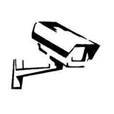 a black and white image of a security camera