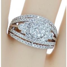 a diamond ring with two rows of diamonds on it