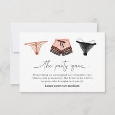 Lingerie Bridal Shower Panty Game Card Lingerie Shower Games, Lingerie Bridal Shower, Lingerie Bridal, Bride Lingerie, Bridal Games, Lingerie Shower, Lingerie Party, Game Card, Shower Games