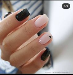 Nails For A Black Dress, Fun Black Nails, Nail Deisgn, Black Summer Nails, Girly Nails, Birthday Sleepover, Unghie Sfumate, Simple Gel Nails, Work Nails