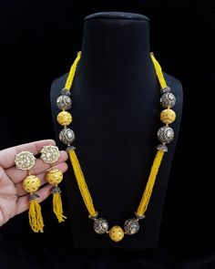 A Gift for someone most adorable for you. Suitable for all kind of outfits like lehenga, dresses, sarees and Denim. Necklace : 1 Bollywood Kundan Jewelry With Dori Work, Festive Temple Jewelry With Dori Work, Bohemian Jewelry With Gota Work For Navratri, Yellow Beaded Necklaces For Festivals, Bohemian Gota Work Jewelry For Navratri, Yellow Beaded Necklace For Festivals, Traditional Yellow Beaded Necklace For Gift, Festive Gota Work Necklaces, Traditional Party Jewelry With Dori Work