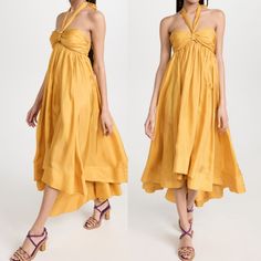 Reposhing This Item I Purchased From @Heatherbees91. Loved It, But Ready To Rotate For Something New. Questions? Leave A Comment Below! Yellow Sundress For Cocktail Occasions, Chic Yellow Dresses For Daywear, Silk Georgette Dress, Summer Cocktail Dress, Ombre Dress, Zimmermann Dress, Halter Maxi Dress, Linen Mini Dress, Halter Maxi