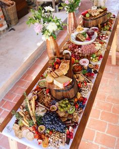 a long table filled with lots of food