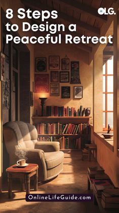 a living room filled with furniture and books