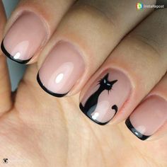 Cat Nail Designs, Cat Nail Art, Halloween Acrylic Nails, Nagel Tips, Christmas Nails Acrylic, Cat Nails, Nail Swag, Black Nail