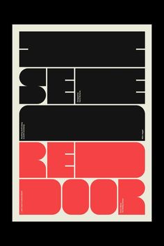 a poster with the words see, be door and an image of a red door