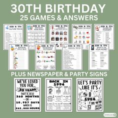 the 30th birthday games and answers for kids to play on their own television or computer