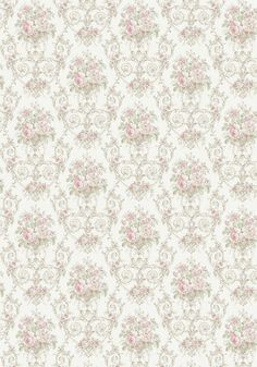 an old fashioned wallpaper with pink flowers on it