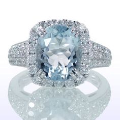 Beautiful Brides Ring, Hand Rings, Hand Ring, Aquamarine Ring, Cushion Diamond