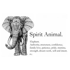 an elephant with the words spirit animal on it