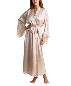 Linea Donatella Women's Luxe Brides Blush Lingerie Long Robe - Macy's Blush Lingerie, Beige Silk, Bare Beauty, Silk Robe, Long Train, Jet Setter, Dining Room Bench, Luxe Gifts, Night Looks