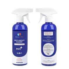 two bottles of multi surface cleaner on a white background