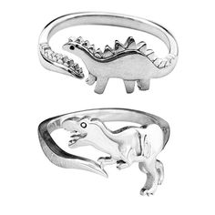 Dinosaur Ring, Boy And Girl Friendship, Dinosaur Jewelry, Ring Boy, Promise Rings For Couples, Animal Rings, Gothic Rings, Dinosaur Design, Couple Jewelry