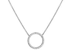 The Circle Of Life diamond pendant is sleek and glittery, we think that this design is a stunning way to accent any ensemble. The necklace is inlaid with dainty, sparkling diamonds that add up to 0.27 carats. With a white gold setting that shines as brightly as the stones.Metal: 18kt White GoldDiamond Weight: (33) Round Brilliant Cuts 0.27ctsChain Length: 16"- 18" inchesPendant Width: 16mm Estimated production time is 4 - 5 weeks The Circle Of Life, White Gold Set, Circle Diamond, Circle Of Life, The Circle, Sparkle Diamonds, Diamond Pendant, Round Brilliant, Fine Jewelry